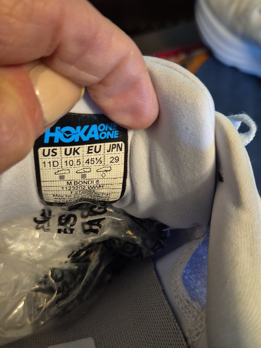 Hoka One One Bondi 8. Mens Sz.11D White Lightweight Running Shoes (#783sho) - Picture 8 of 12